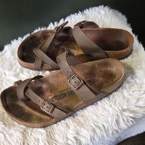 Birkenstock Tan Cross-Strap Sandals Size 38